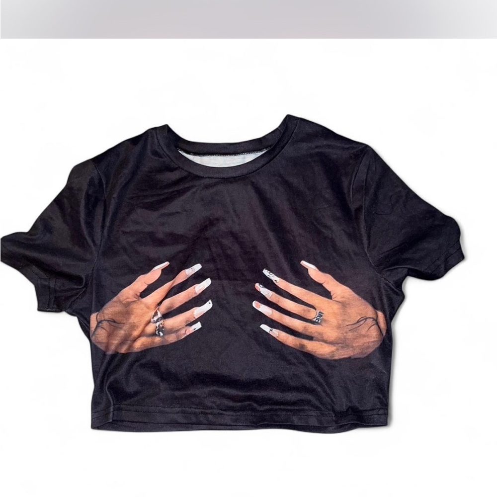 Black Graphic Crop Top